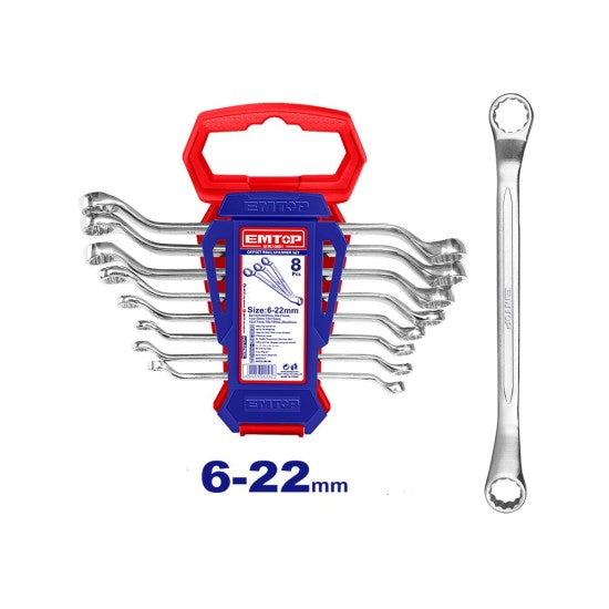 EMTOP EFRS10801  Double Offset Ring Spanner Set - 8 Pieces