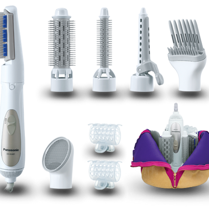 مصفف شعر باناسونيك المتعدد 8 في 1 مع 8 ملحقات، تشغيل هادئ بقوة 650 واط لتصفيف احترافي - أبيض (EH-KA81-W615)