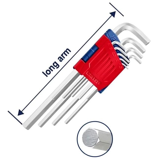 EMTOP EHKY1091 Long Arm Hex Key Set - 9 Pieces