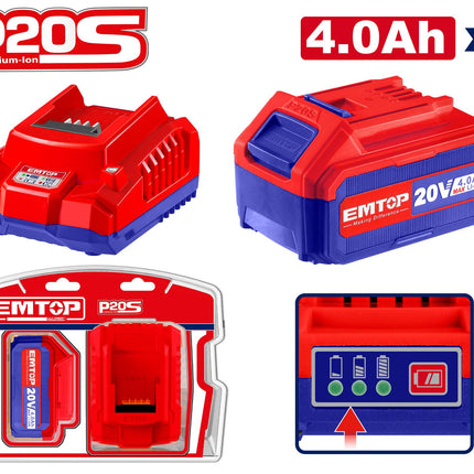 EMTOP ELBCPK1214 P20S Lithium-Ion Battery and Charger Kit 