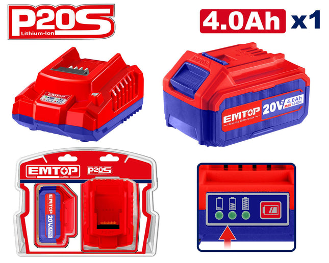 EMTOP ELBCPK1214 P20S Lithium-Ion Battery and Charger Kit 