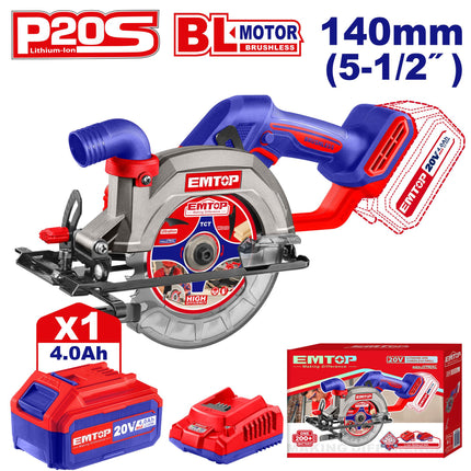 EMTOP ELCS14021 20V Cordless Circular Saw
