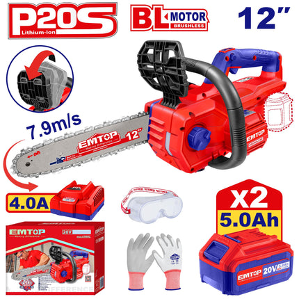 EMTOP ELGA201286 20V Cordless Chainsaw

