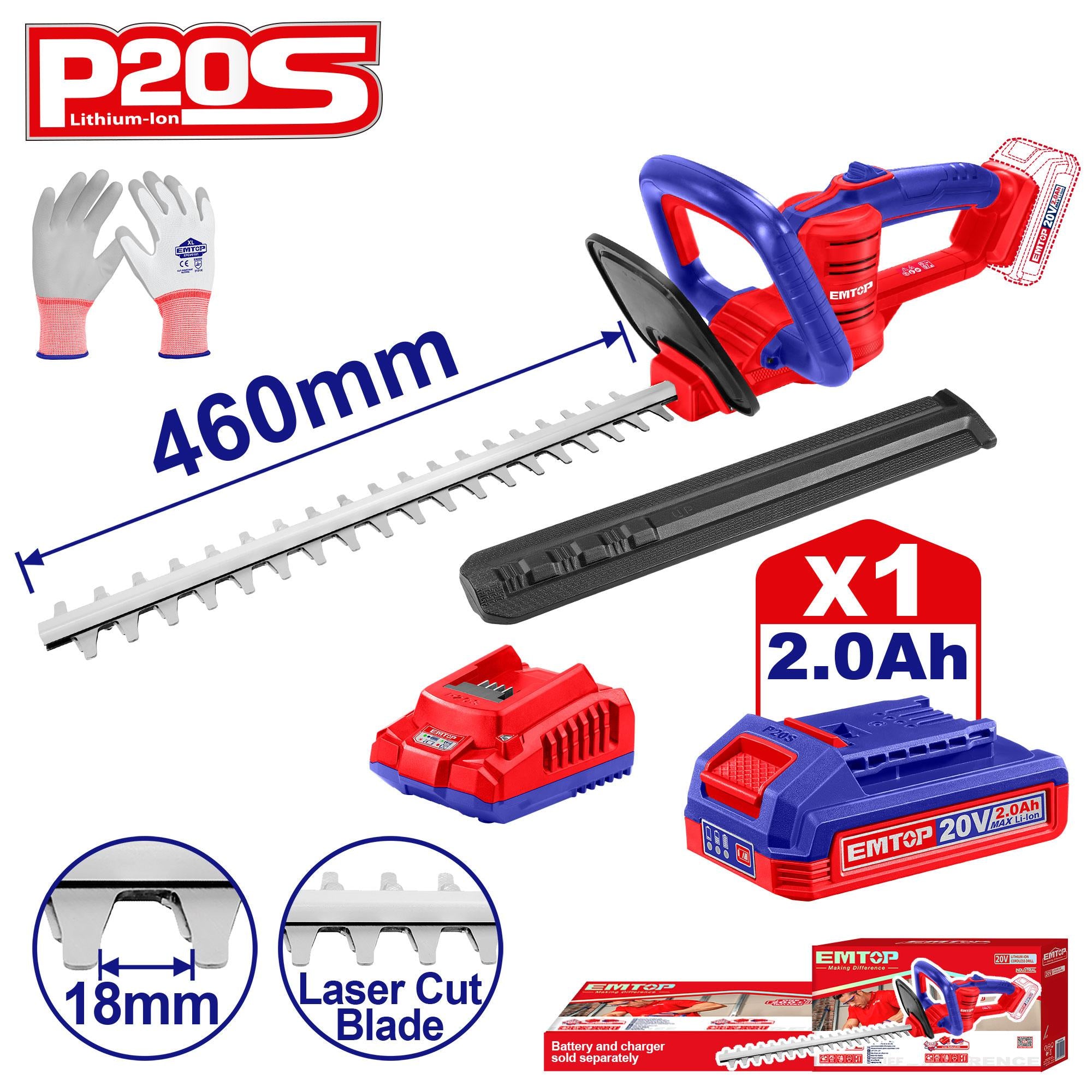 EMTOP ELHT204611 Cordless Hedge Trimmer EMTOP ELHT204611 Cordless Hedge Trimmer