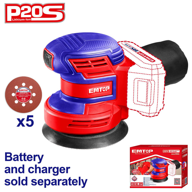 EMTOP ELPS201250 Cordless Random Orbit Sander