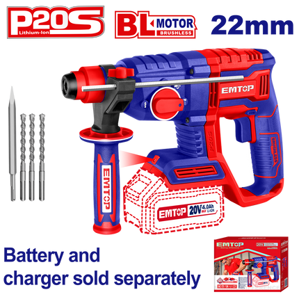 EMTOP ELRH20208 20V Cordless Rotary Hammer

