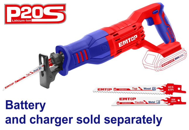 EMTOP ELRS201151 Cordless Reciprocating Saw
