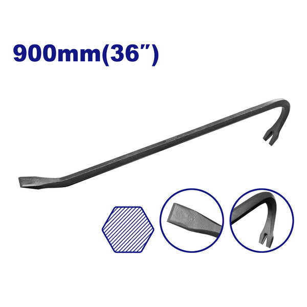 EMTOP EMQB1390  Hexagonal Crowbar with Nail Puller