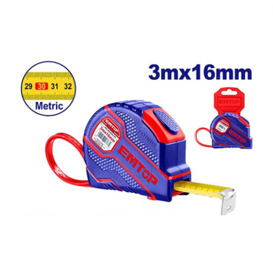 EMTOP EMTP23102 Rubber Measuring Tape 3 × 16