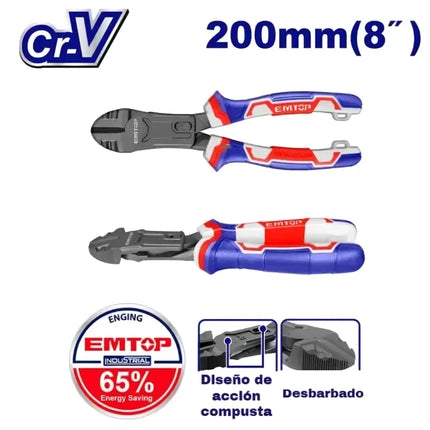 EMTOP EPLRCD0851   High Leverage Heavy-Duty Diagonal Cutting Pliers