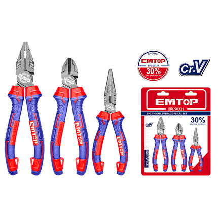 EMTOP 3-Piece High Leverage Pliers Set