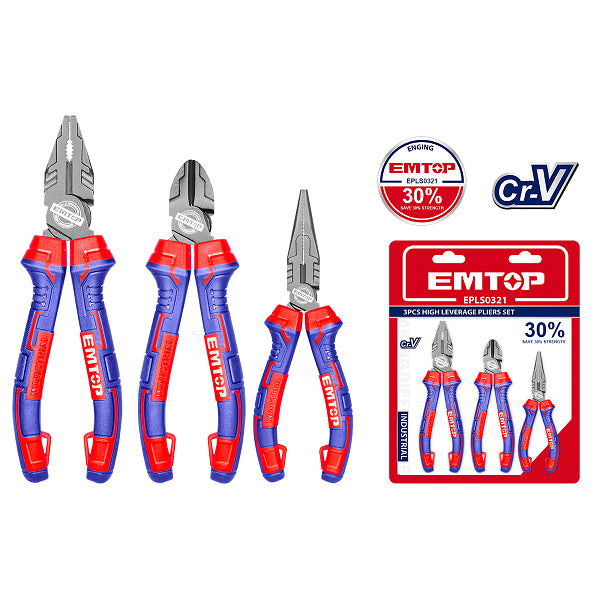 EMTOP 3-Piece High Leverage Pliers Set