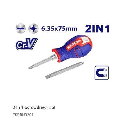 EMTOP ESDRH0201 – 2 in 1 Screwdriver Set