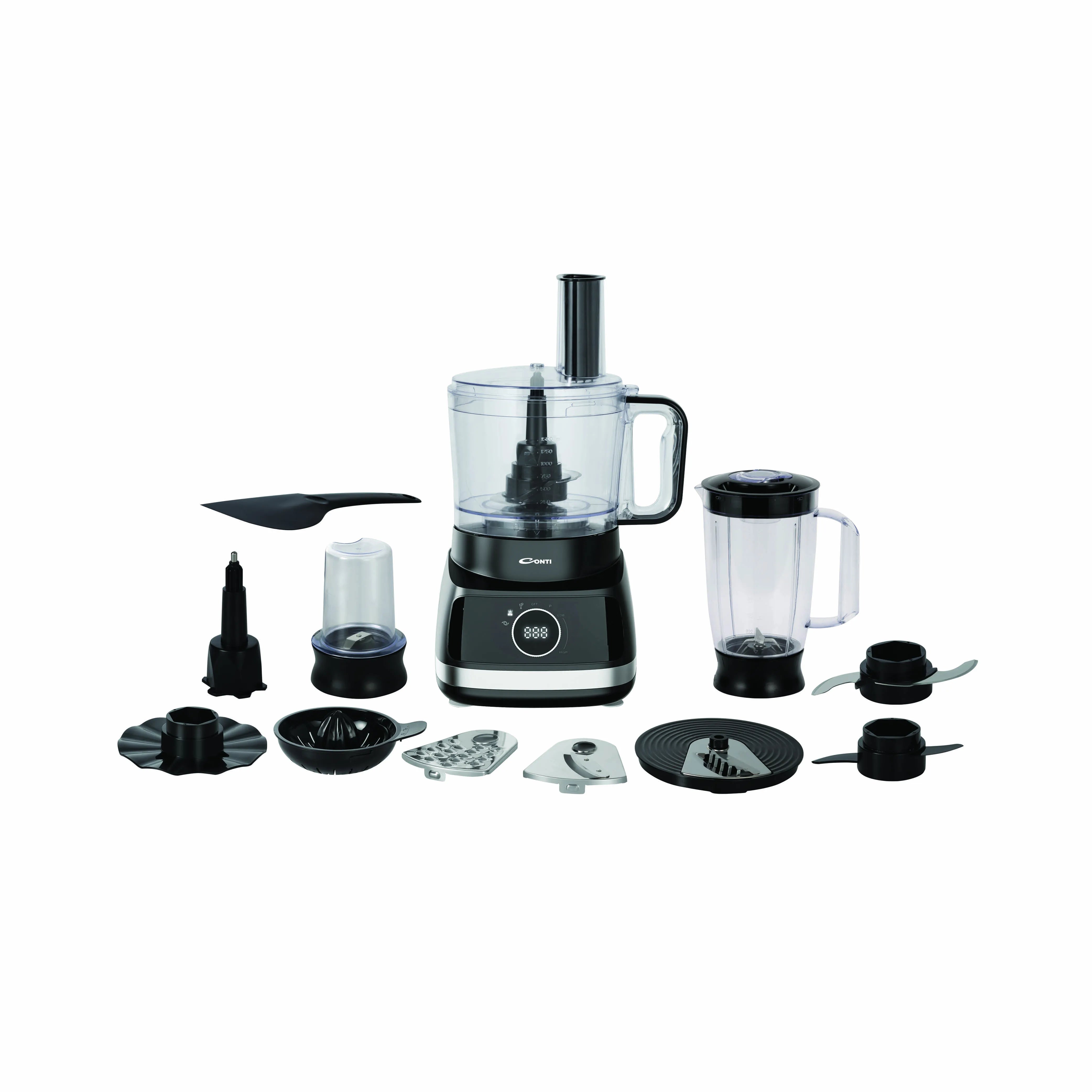 Conti Food Processor - 2L Capacity, Multiple Functions, Powerful Motor, Stainless Steel Blades, Multiple Speeds, & Compact Design