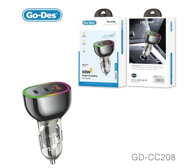 شاحن سيارة بقوة 68 واط GD-CC208 شاحن سيارة بقوة 68 واط GD-CC208