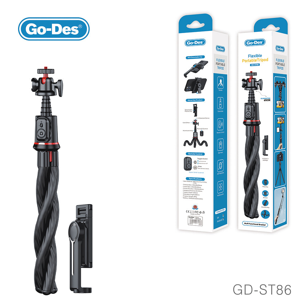 حامل ثلاثي صغير ومرن للهواتف Octopus Vlog Video GD-ST86 حامل ثلاثي صغير ومرن للهواتف Octopus Vlog Video GD-ST86