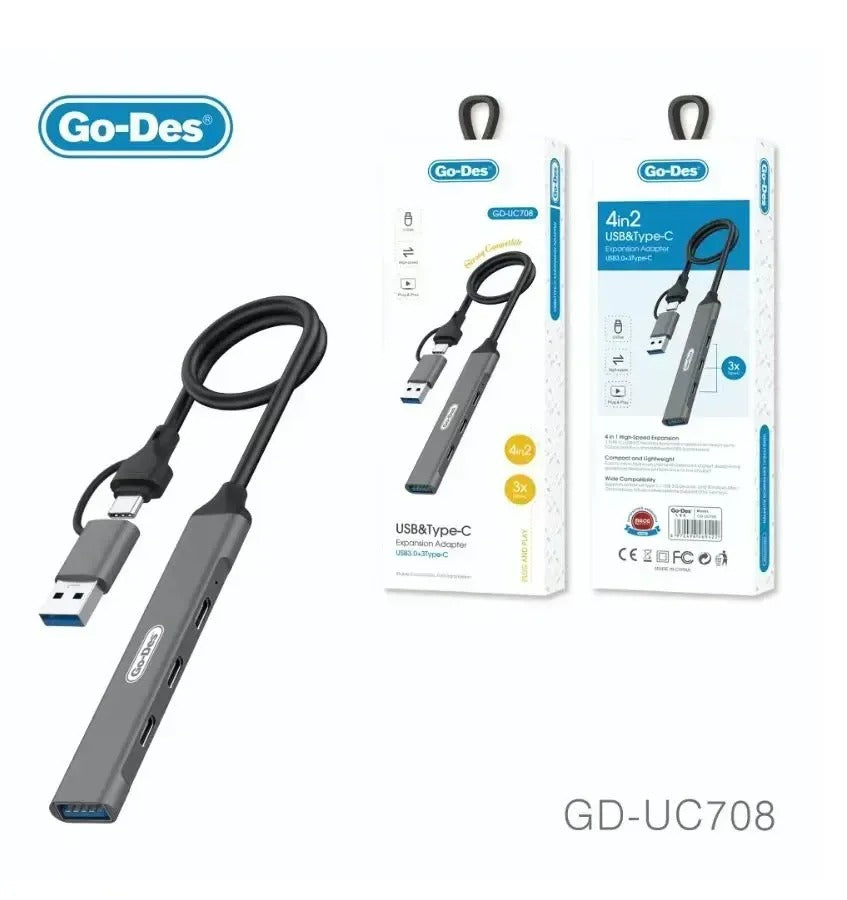 موزع USB وType-C 4 في 2 GD-UC708 موزع USB وType-C 4 في 2 GD-UC708