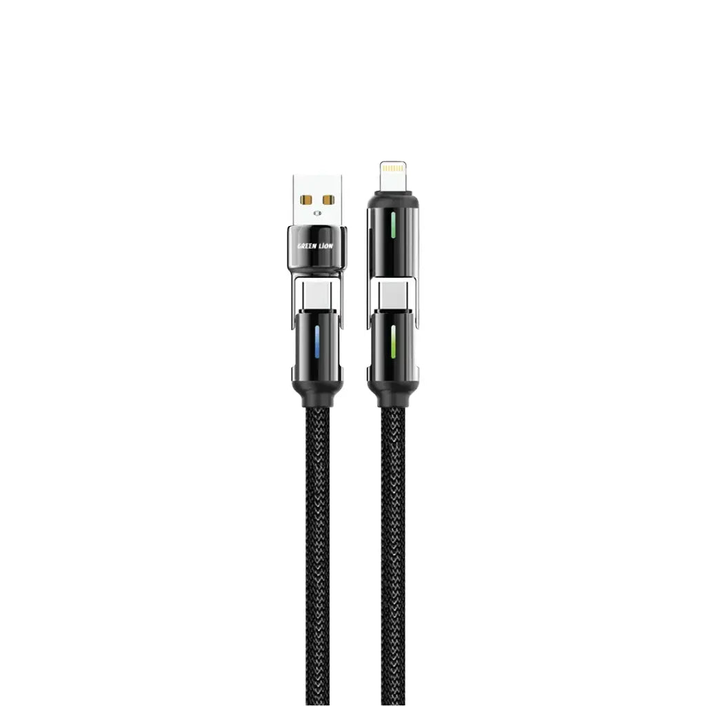 كابل جرين ليون (Green Lion) المجدول 4 في 1 مع شاشة LED - شحن سريع 60 واط - أسود كابل جرين ليون (Green Lion) المجدول 4 في 1 مع شاشة LED - شحن سريع 60 واط - أسود