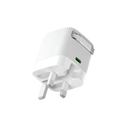 Green Lion GaN 65W Wall Charger with Retractable USB-C Cable - PD 3.0 - Black / White