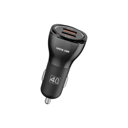 Green Lion Dual QC3.0 40W Car Charger - Dual USB-A Ports - Fast Charging - Black