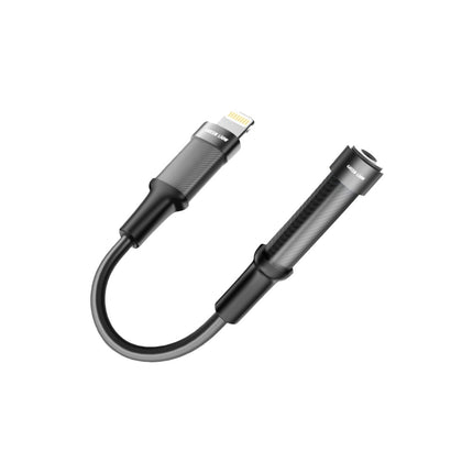 Green Lion Lightning to 3.5mm AUX Earphone Adapter 12cm - High-Fidelity Audio - Black