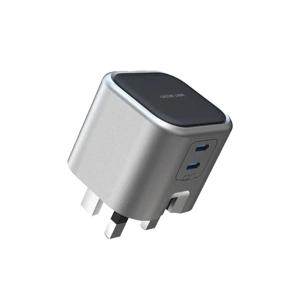 شاحن جرين ليون (Green Lion) تقنية GaN بقوة 45 واط - منفذين USB-C - رمادي