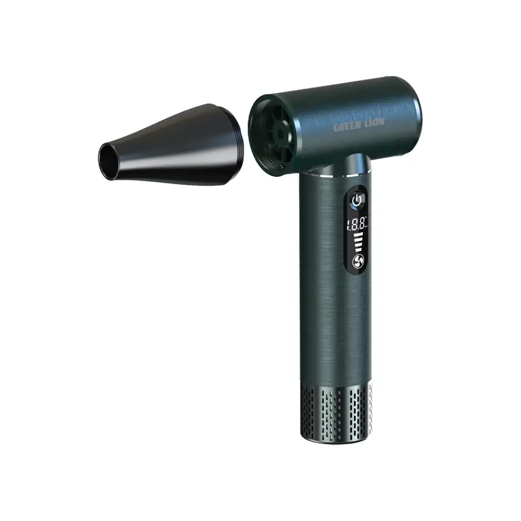 Green Lion Jet Flex Portable Blower - High-Speed Air Duster & Turbo Fan - Rechargeable - Green