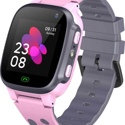 ساعة جرين ليون (Green Lion) الذكية للأطفال الإصدار الأول - تتبع GPS - مكالمات صوتية - زر طوارئ SOS - أزرق / زهري