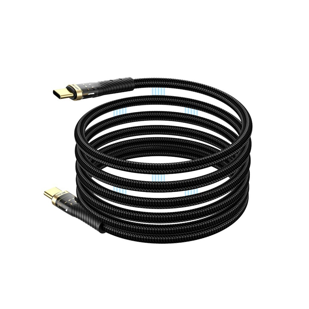 Green Lion Magnetic USB-C to USB-C Cable - Self-Organizing Fast Charging Cable - Black