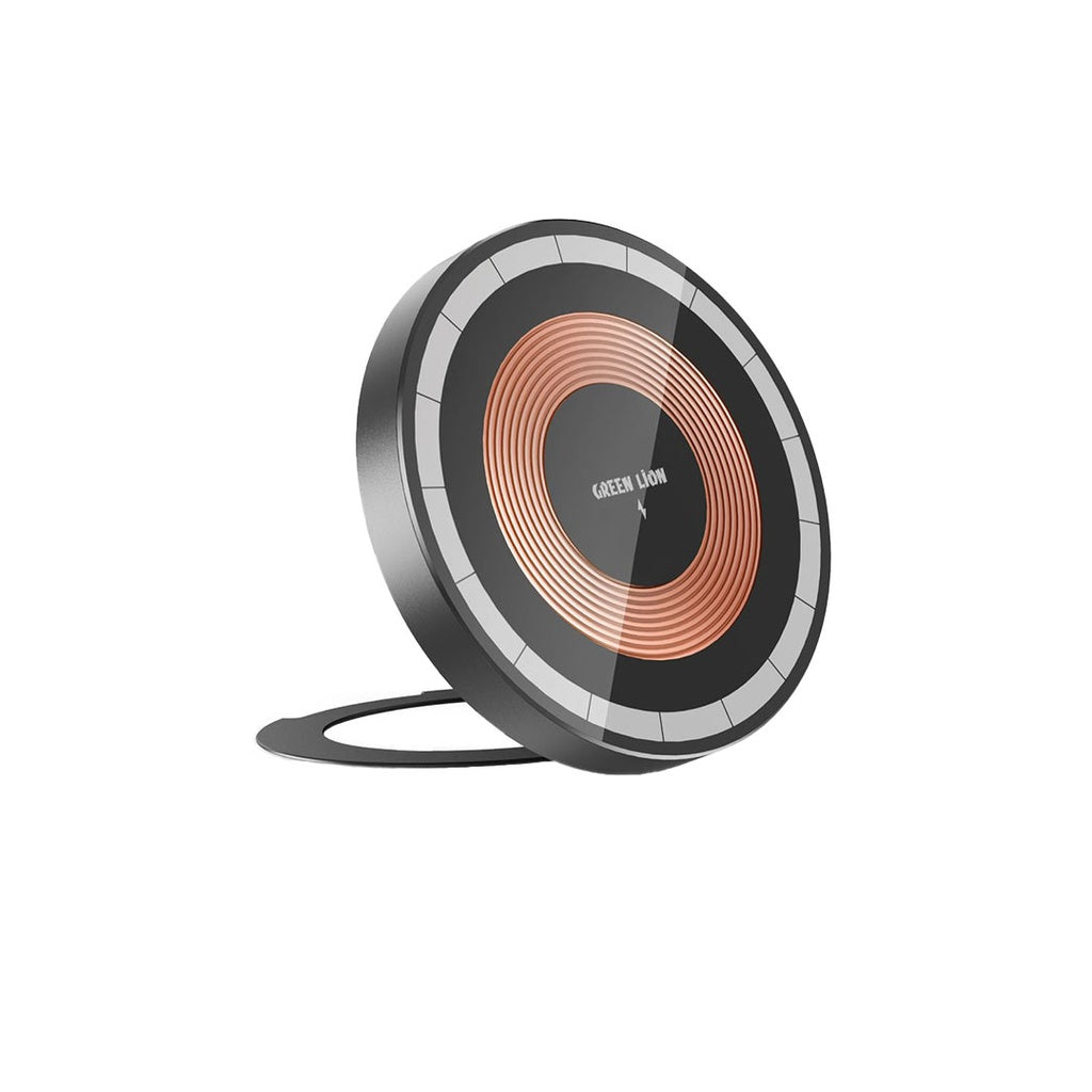 Green Lion MagSafe Wireless Charger - Tempered Glass Edition - Strong Magnetic Alignment - 15W Fast Charging - Black