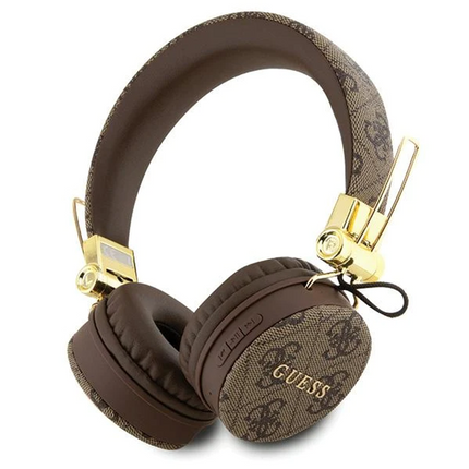 سماعات جيس (Guess) لاسلكية جلد PU بنقشة 4G - أسود وبني وزهري
