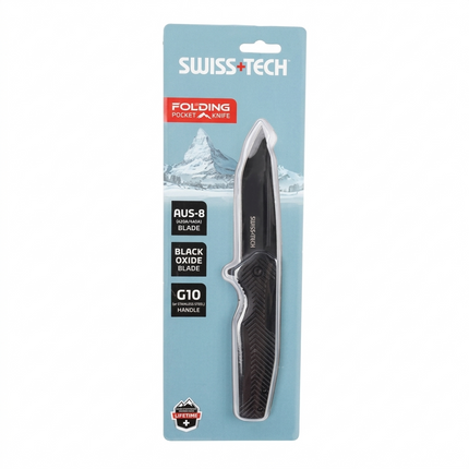 Swiss+Tech ST014023 Assist-Opening camping knife- Ultra-Sharp Stainless Steel Blade & Heavy-Duty Polished Steel Handle