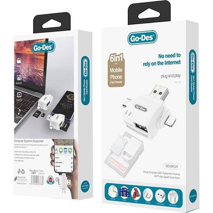 قارئ بطاقات ذاكرة OTG 6 في 1 GD-DK121