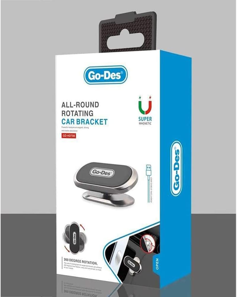 حامل هاتف دوار مغناطيسي للسيارة مع كابل USB لجهاز iPhone بطول 1 متر GD-HD708 حامل هاتف دوار مغناطيسي للسيارة مع كابل USB لجهاز iPhone بطول 1 متر GD-HD708