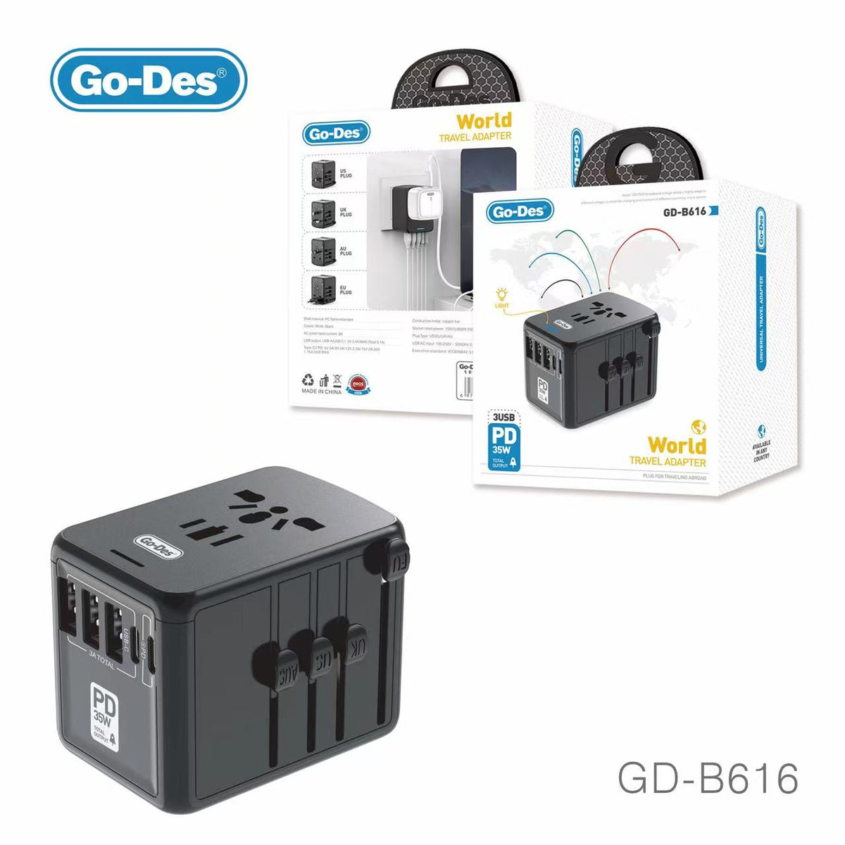 محول شحن سفر عالمي GD-B616 محول شحن سفر عالمي GD-B616