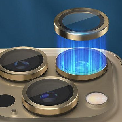 BLUEO NPB27 Original Metal Frame Lens Protector Glass (3 pcs/package) for iPhone 13 Pro / 13 Pro Max - Golden