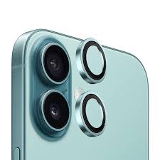 واقي عدسة زجاجي بإطار معدني أصلي من BLUEO NPB28 (قطعتان/عبوة) لهاتف iPhone 16/16 Plus - أخضر