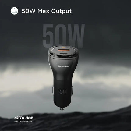 Green Lion 50W Dual Port Car Charger with USB-C Cable