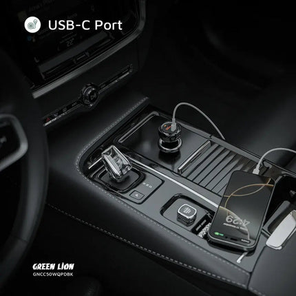 Green Lion 50W Dual Port Car Charger with USB-C Cable