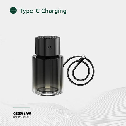 موزع عطر جرين ليون (Green Lion) سعة 140 مل - فواحة عطرية أنيقة ومحمولة - رمادي/أسود