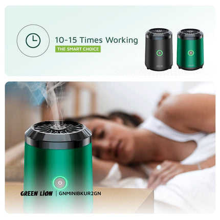 مبخرة جرين ليون (Green Lion) ميني بخور 2 الكهربائية المحمولة - بطارية 2000 مللي أمبير - تسخين سريع - أسود وأخضر