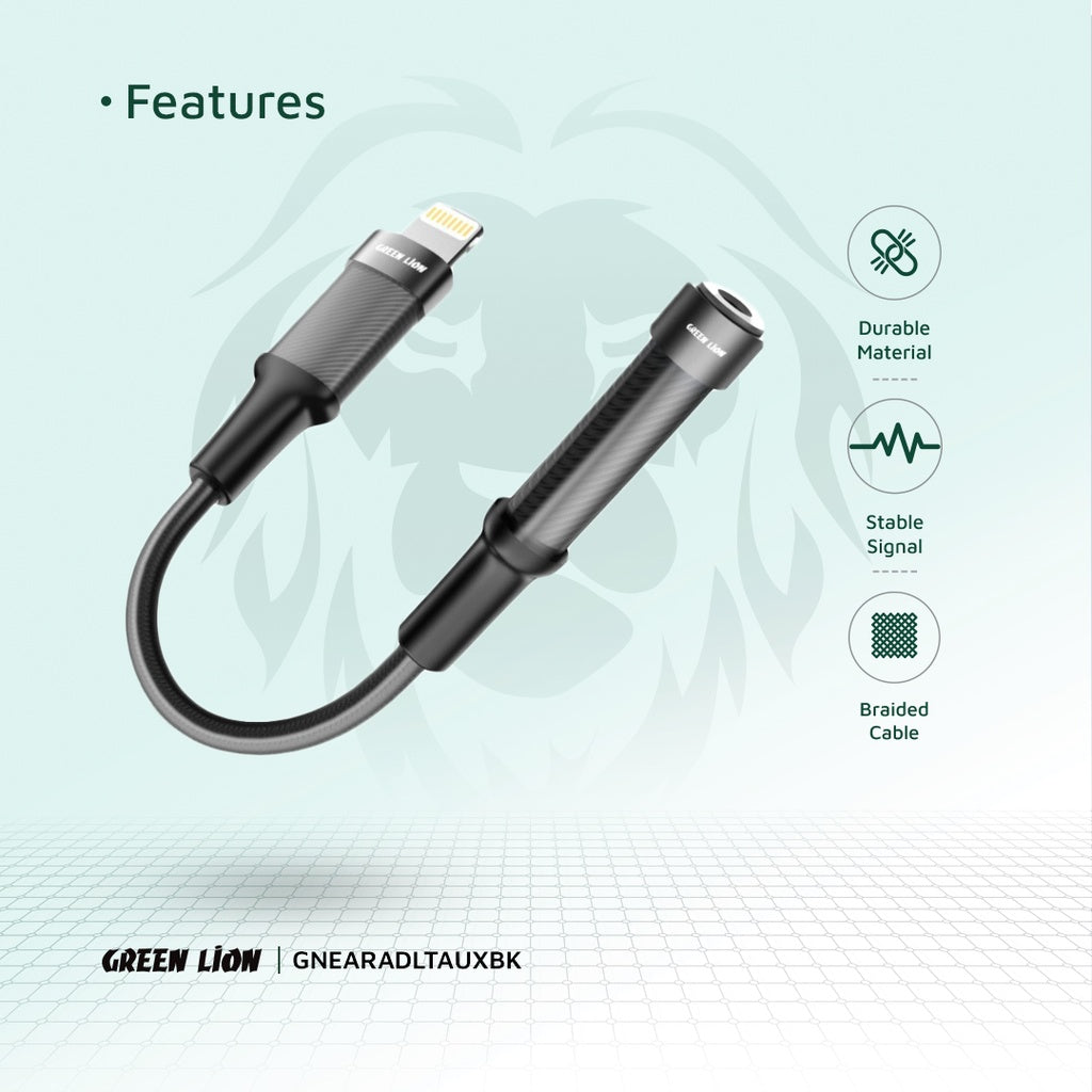 كابل جرين ليون (Green Lion) المغناطيسي من USB-C إلى Lightning - تنظيم ذاتي وشحن سريع - أسود