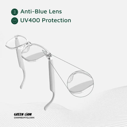 Green Lion Hamburg Smart Glasses - Open-Ear Bluetooth Audio & HD Microphone - White