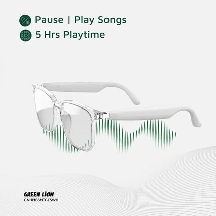 Green Lion Hamburg Smart Glasses - Open-Ear Bluetooth Audio & HD Microphone - White