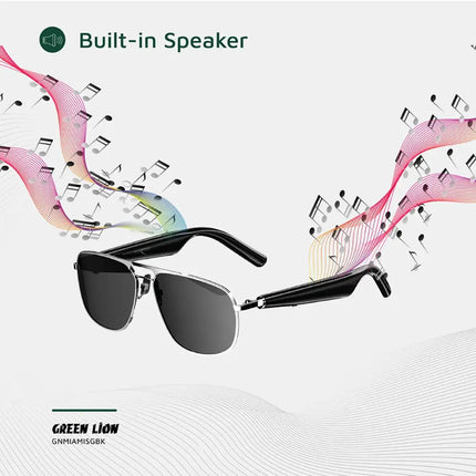 Green Lion Miami Smart Glasses - Integrated Bluetooth Audio & Hands-Free Microphone - Black