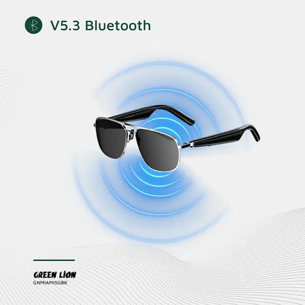 Green Lion Miami Smart Glasses - Integrated Bluetooth Audio & Hands-Free Microphone - Black