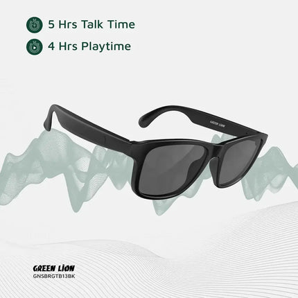 Green Lion Sydney Smart Glasses - Wireless Bluetooth Audio & Integrated Microphone - Black