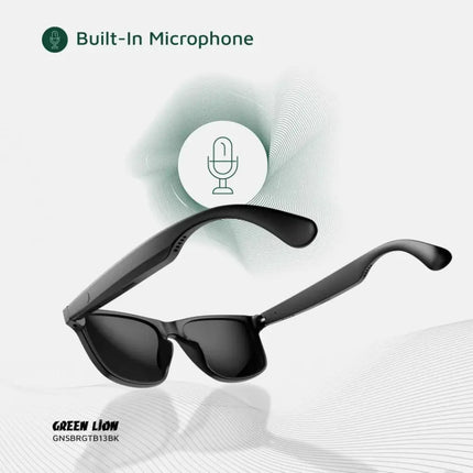 Green Lion Sydney Smart Glasses - Wireless Bluetooth Audio & Integrated Microphone - Black