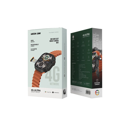 Green Lion 4G Ultra Smart Watch - 2.02" HD Display - 4G Sim Card Support - Built-in Camera - GPS Tracking - Black