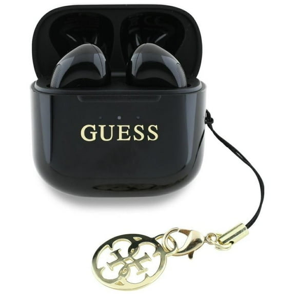 سماعات جيس (Guess) لاسلكية TWS بمظهر لامع مع شعار كلاسيكي وتعليقة أنيقة - أسود وزهري سماعات جيس (Guess) لاسلكية TWS بمظهر لامع مع شعار كلاسيكي وتعليقة أنيقة - أسود وزهري